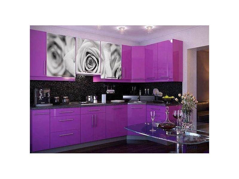 фиолетовая кухня с фотопечатью в Нижневартовске
