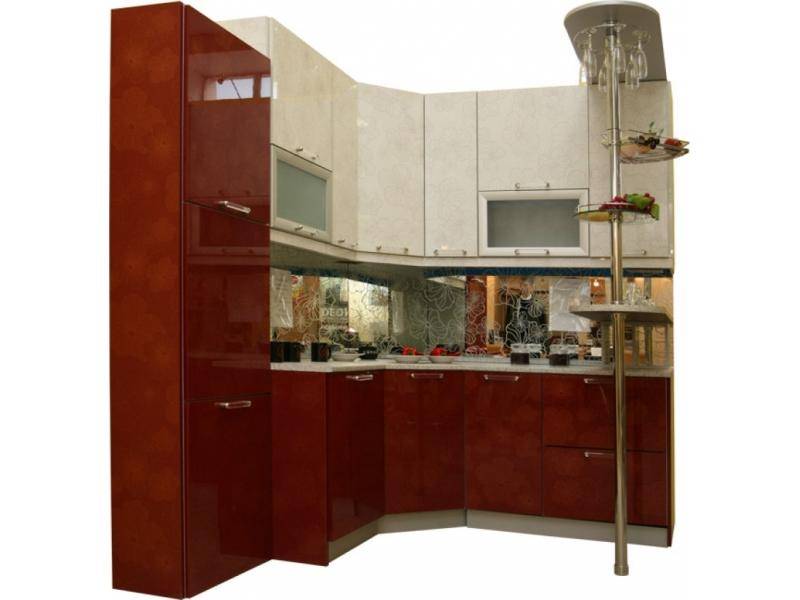 кухня угловая красный белый цветок в Нижневартовске