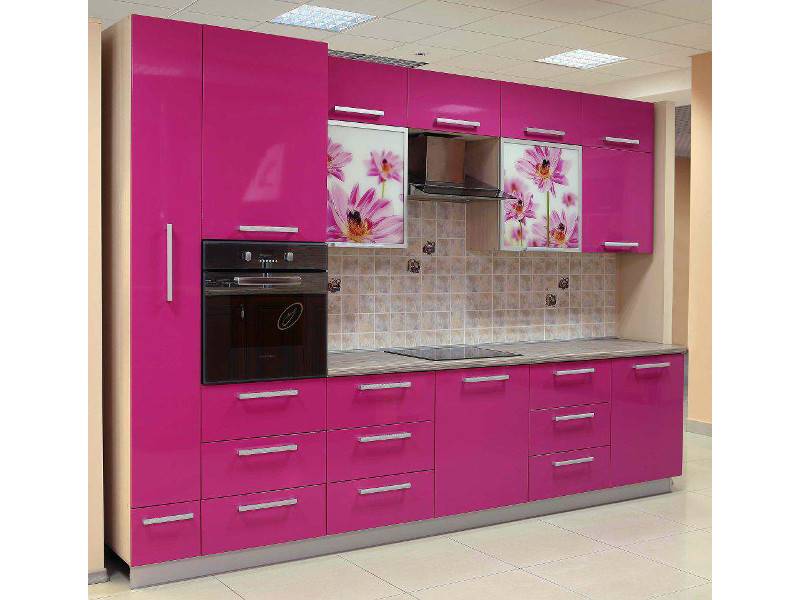 кухня прямая фуксия в Нижневартовске