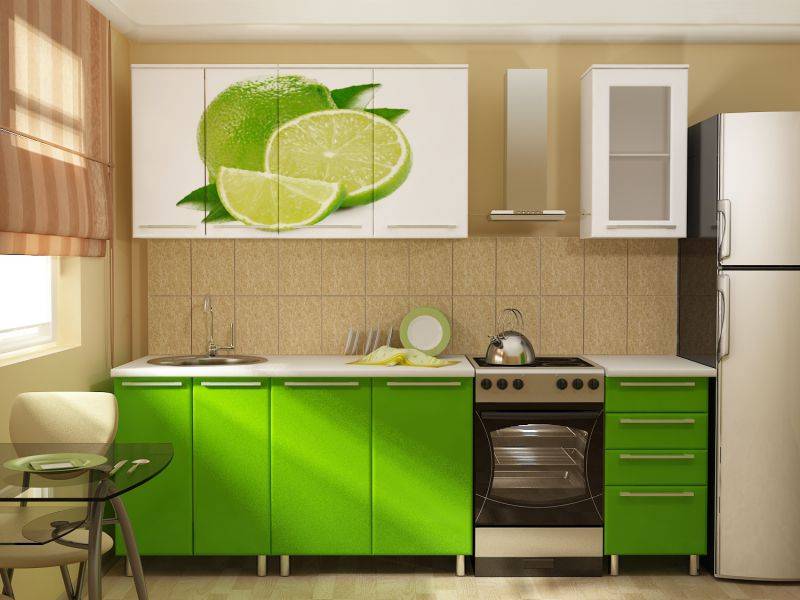 прямая кухня с фотопечатью лайм в Нижневартовске
