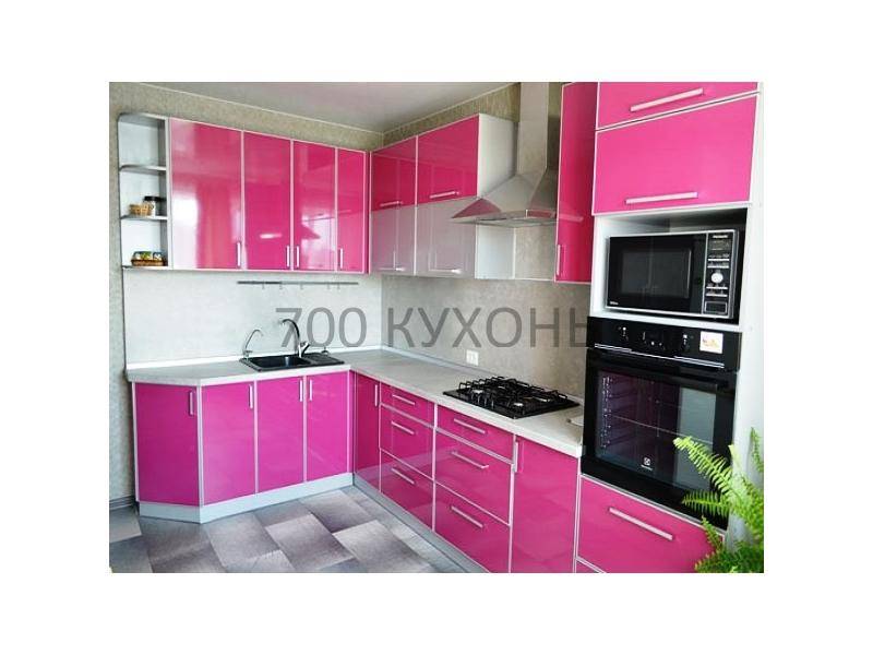 угловая розовая кухня в Нижневартовске