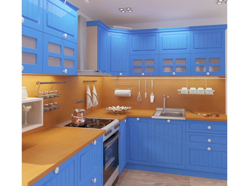 кухня угловая кантри синяя в Нижневартовске
