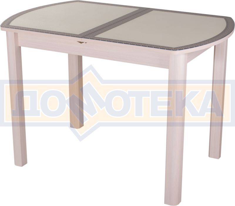 обеденный стол гамма по с экокожей под стеклом в Нижневартовске