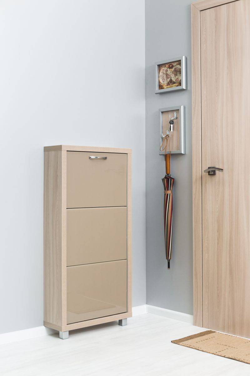 обувной шкаф 3-х секционный люкс стекло капучино в Нижневартовске