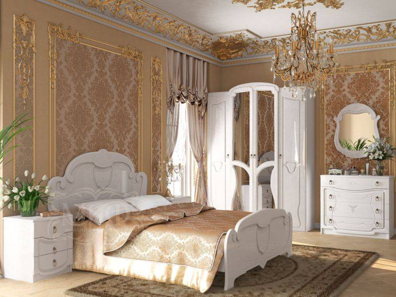 спальный гарнитур мария белый глянец в Нижневартовске