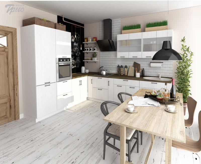 светлая угловая кухня chalet rustic в Нижневартовске