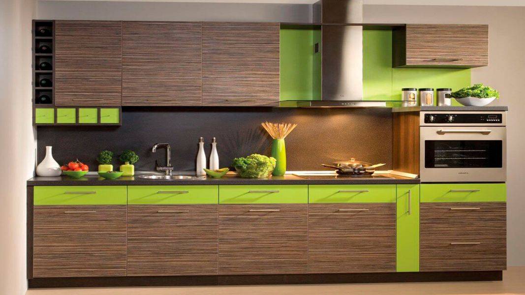 кухня современная зеленая с венге в Нижневартовске