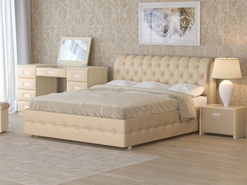 кровать veda 4 экокожа бежевый в Нижневартовске