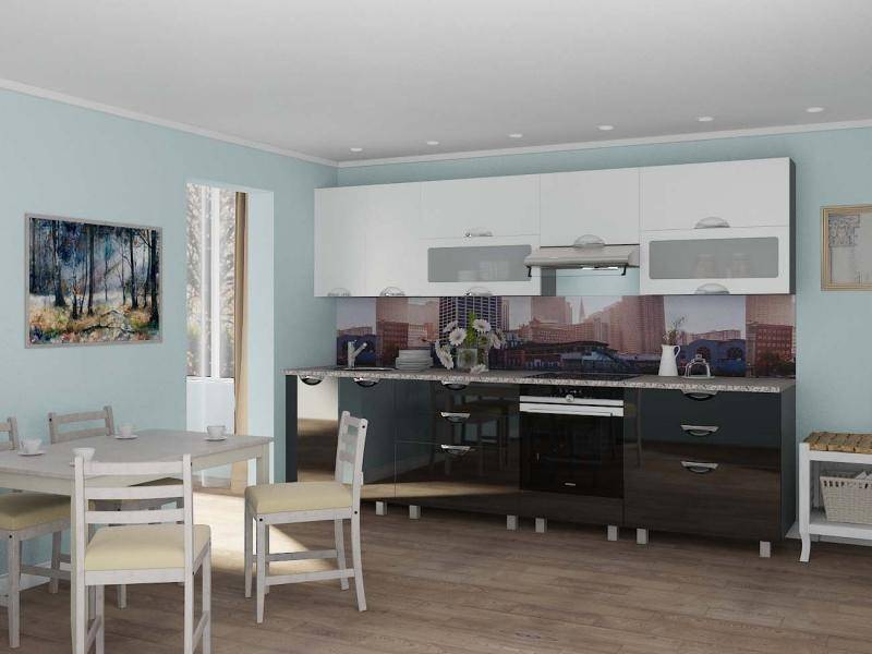 кухня прямая мадена белый черный в Нижневартовске