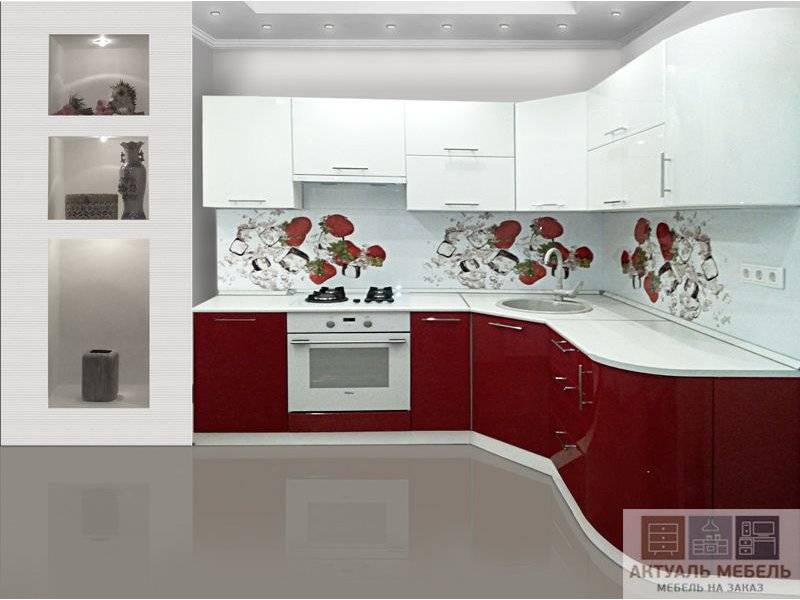 угловая кухня красно-белая в Нижневартовске
