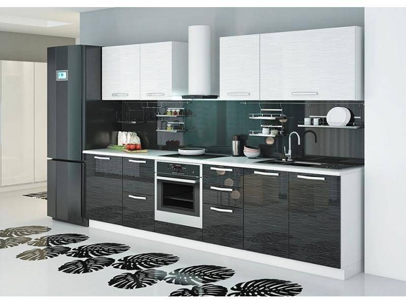 черно-белая кухня прямая-8 в Нижневартовске