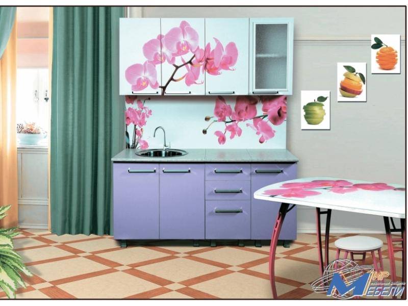 кухня прямая орхидея сиреневая в Нижневартовске