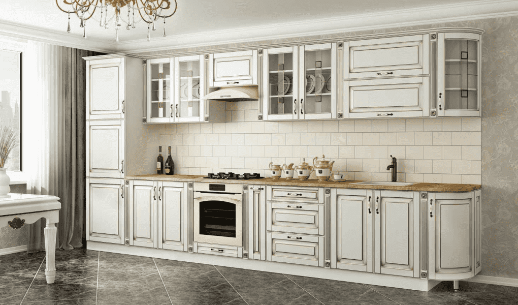 светлая кухня в классическом стиле ампир в Нижневартовске