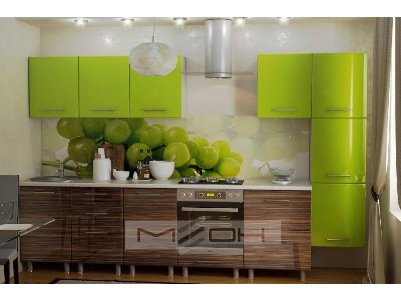 зеленая прямая кухня лмдф-1 в Нижневартовске