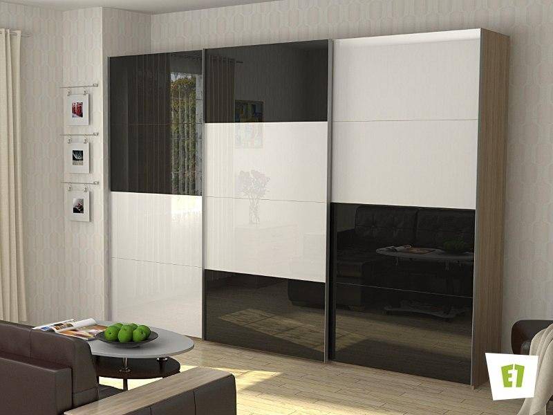 шкаф-купе эста с фасадом из белого и черного стекла в Нижневартовске