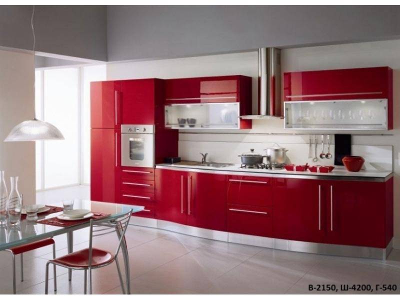 красная прямая кухня 1248 в Нижневартовске