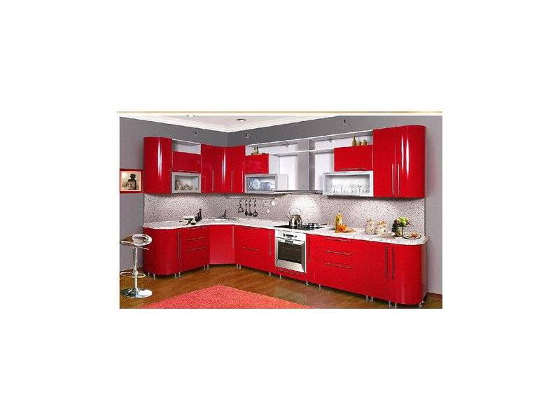 кухня мдф 8 красная в Нижневартовске