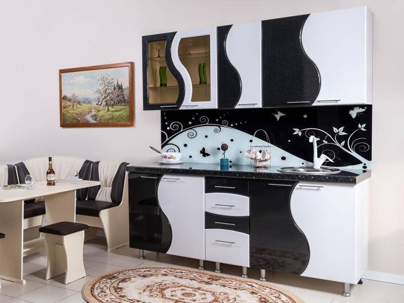 кухня прямая вета-3 белый металл-черный металл в Нижневартовске