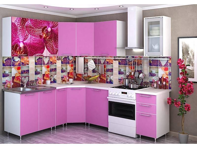 кухня угловая с фотопечатью орхидея в Нижневартовске