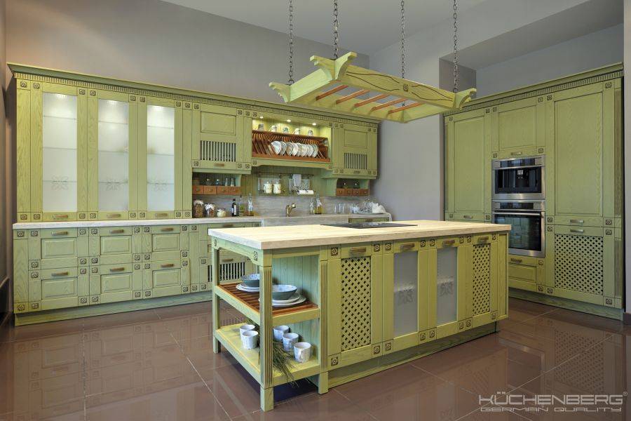 большая угловая кухня с островом firenzia в Нижневартовске