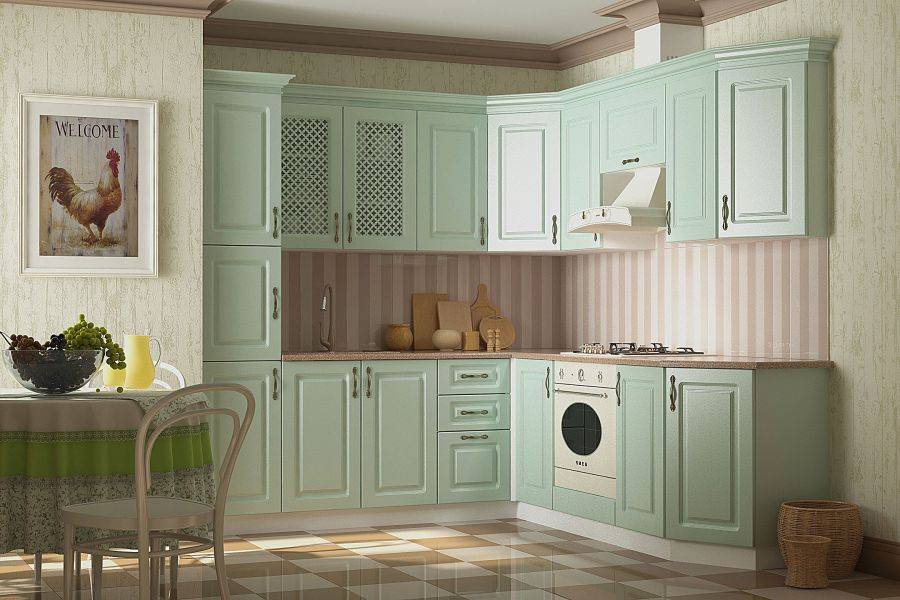 угловая кухня кантри зеленая в Нижневартовске