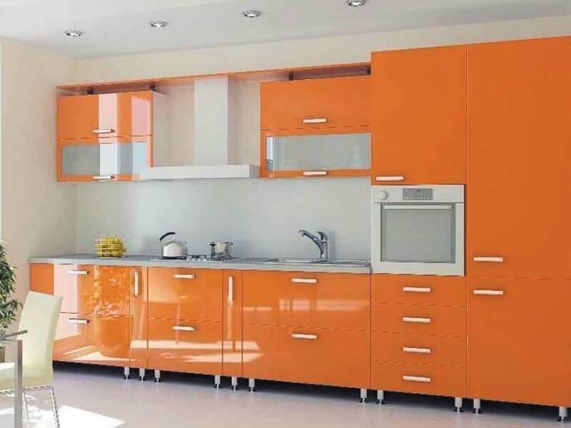 прямой кухонный гарнитур оранжевое солнце пвх в Нижневартовске