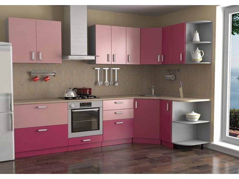 розовая угловая кухня в Нижневартовске