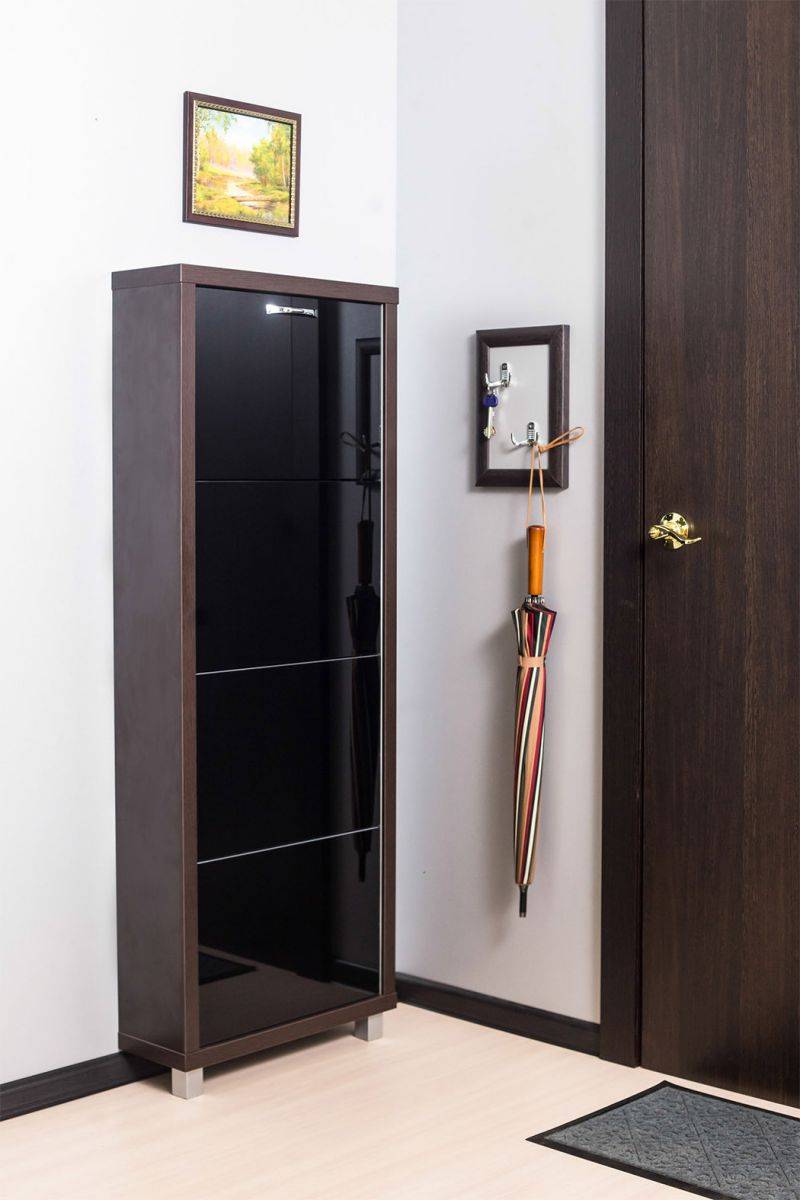 обувной шкаф 4-х секционный люкс стекло черное в Нижневартовске