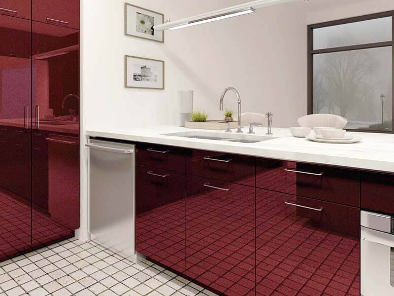 кухня акрил бордовый металлик alt25 в Нижневартовске