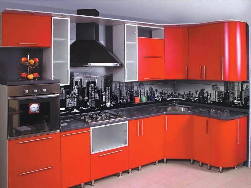 угловой кухонный гарнитур красный глянец пвх в Нижневартовске