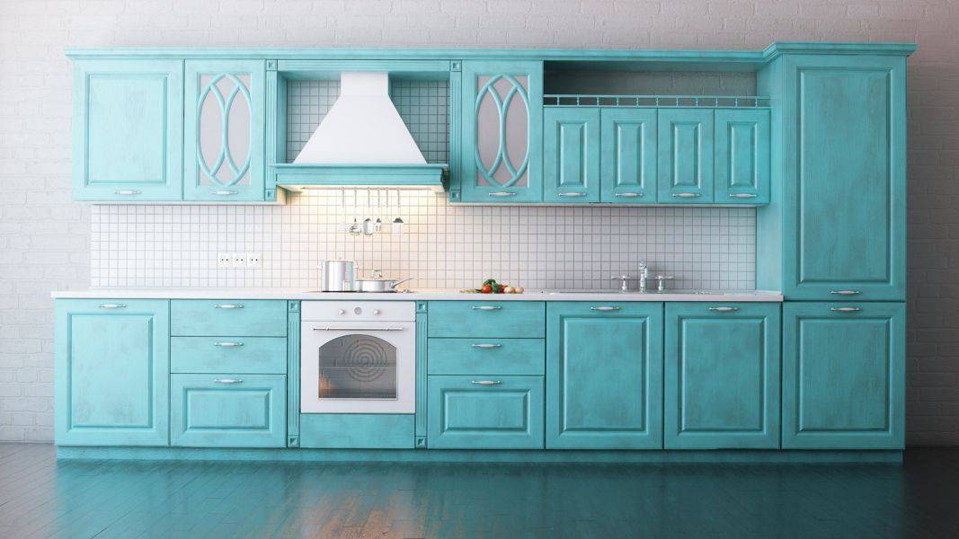 красивая бирюзовая кухня в Нижневартовске