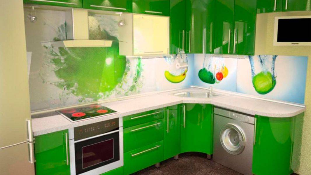 угловая зеленая кухня в Нижневартовске