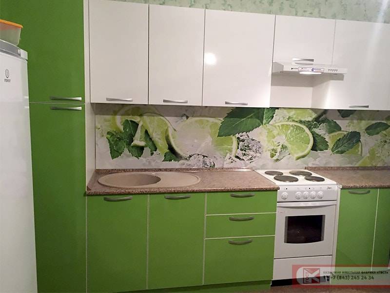 кухня модерн белая и зеленая в Нижневартовске