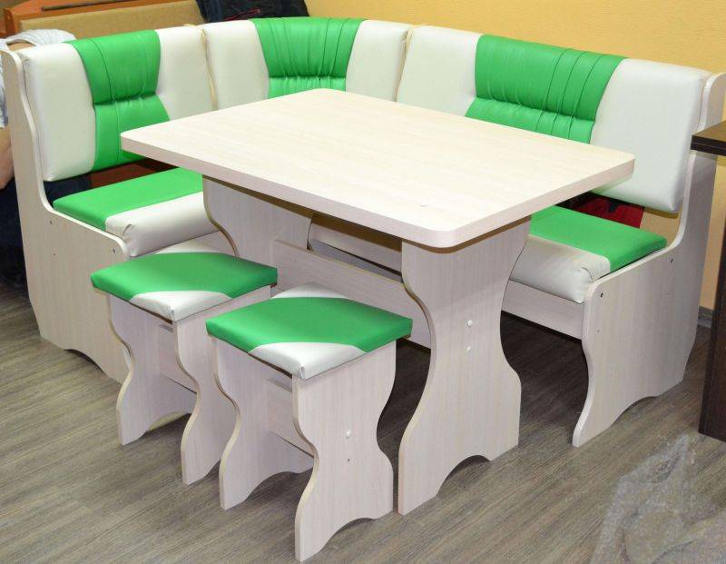 кухонный уголок уют 2, дуб выбеленный, к/з зеленый + молочный в Нижневартовске