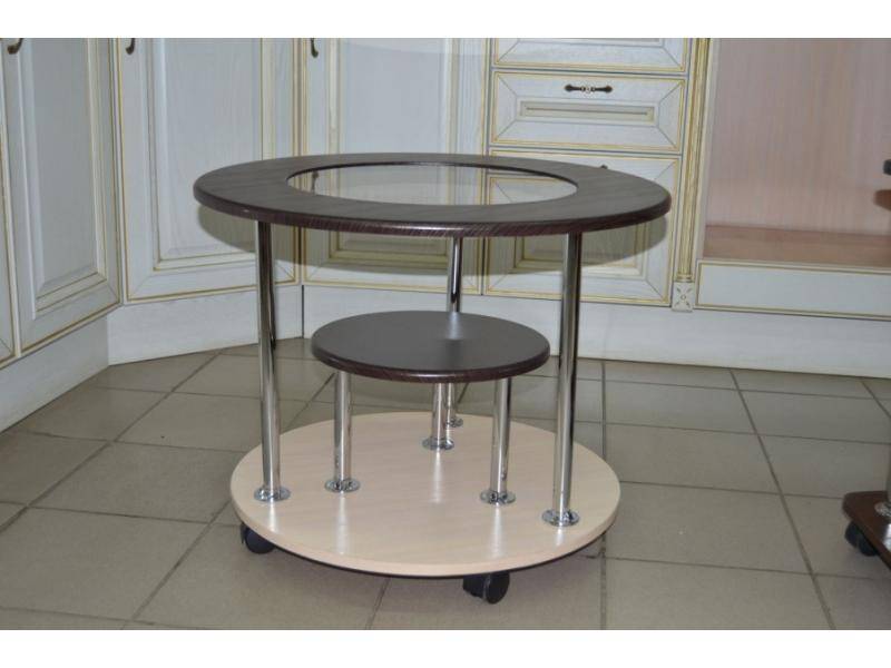стол журнальный круглый с хромированными ножками в Нижневартовске