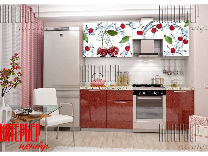 кухня софия 2,1 м вишня (фотопечать) в Нижневартовске