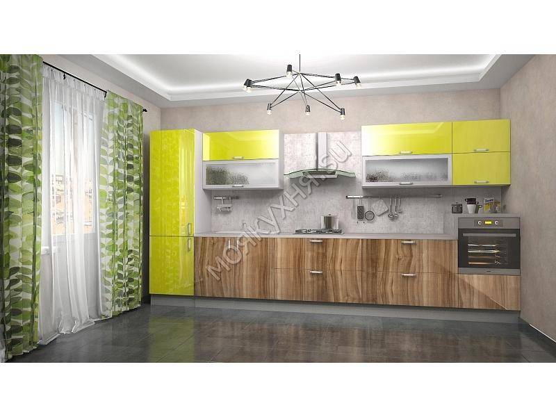 большая прямая кухня глянец-лайм в Нижневартовске