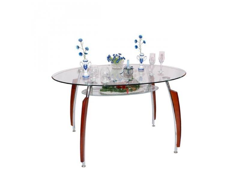 овальный стеклянный столик с полкой под столешницей в Нижневартовске