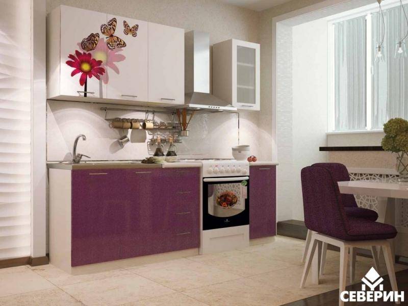 фиолетовая кухня с фотопечатью кф-83 в Нижневартовске