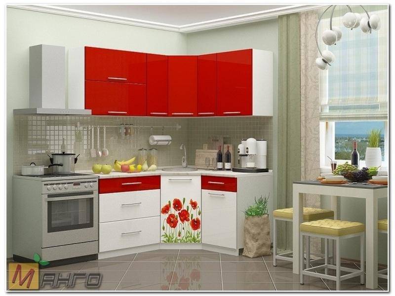 кухня маки угловая с фотопечатью в Нижневартовске