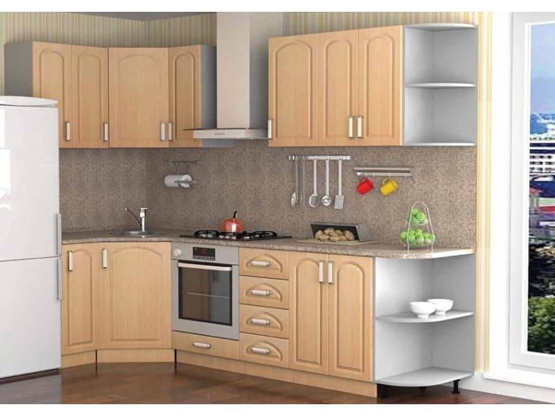 светлая кухня в бежевом цвете в Нижневартовске