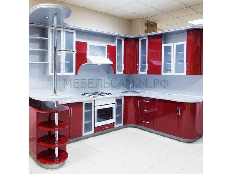 кухня малина с барной стойкой в Нижневартовске