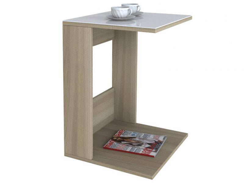 стол журнальный beautystyle 3 сонома/стекло белое в Нижневартовске