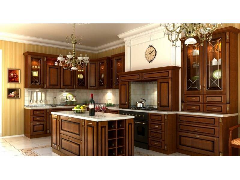 угловая кухня с островком классика в Нижневартовске