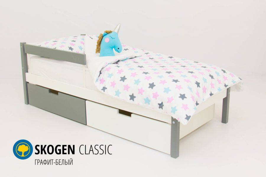 детская кровать skogen classic графит-белый в Нижневартовске