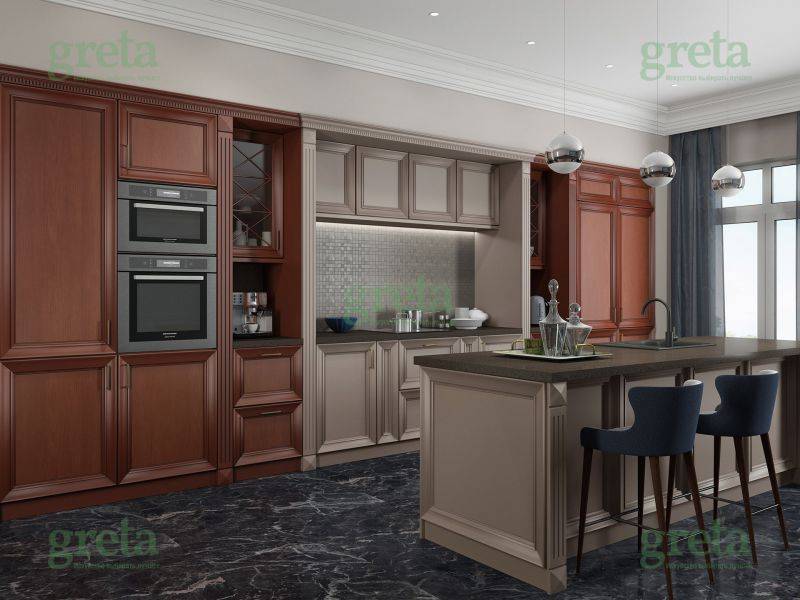 кухня с островом флора в Нижневартовске