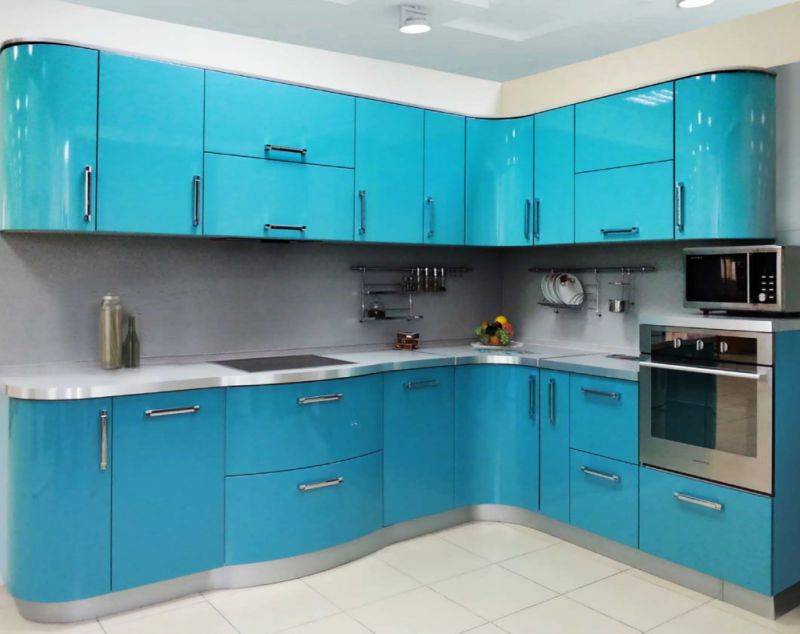 кухня мдф в эмали голубая в Нижневартовске