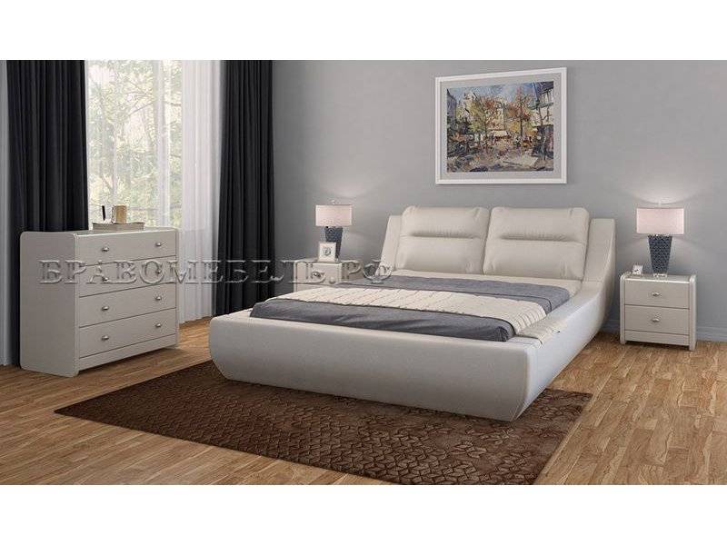 кровать мишель из экокожи с мягким изголовьем в Нижневартовске