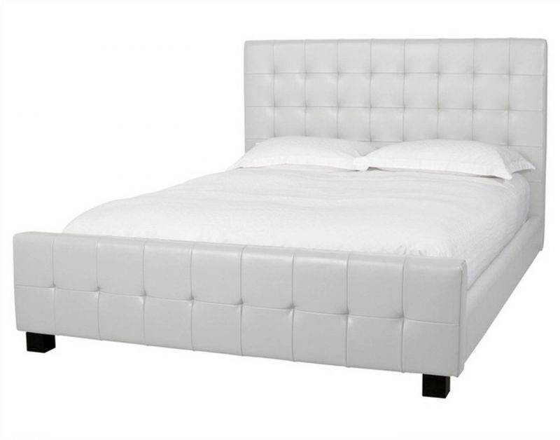 кожаная кровать с высоким изножьем и спинкой с пуговицами lutsia в Нижневартовске