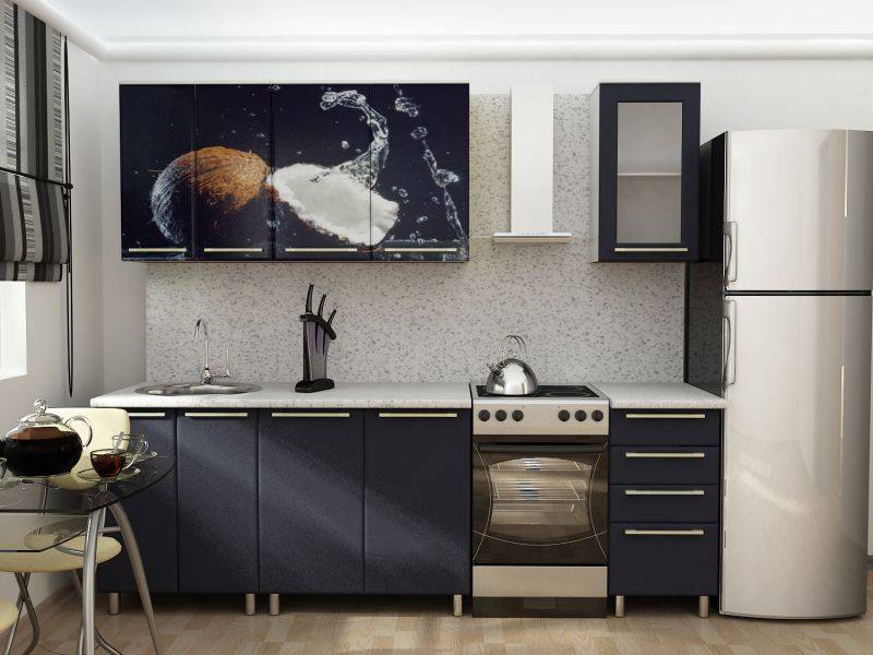 прямая кухня с фотопечатью кокос в Нижневартовске